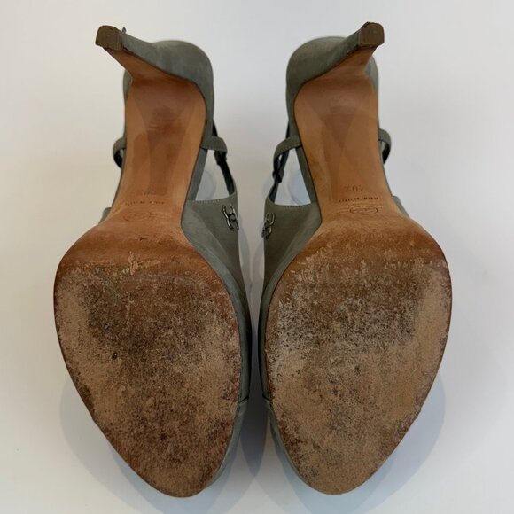 Chanel Green Suede Slingback Pumps, Size 40 1/2 EU - Picture 7 of 15